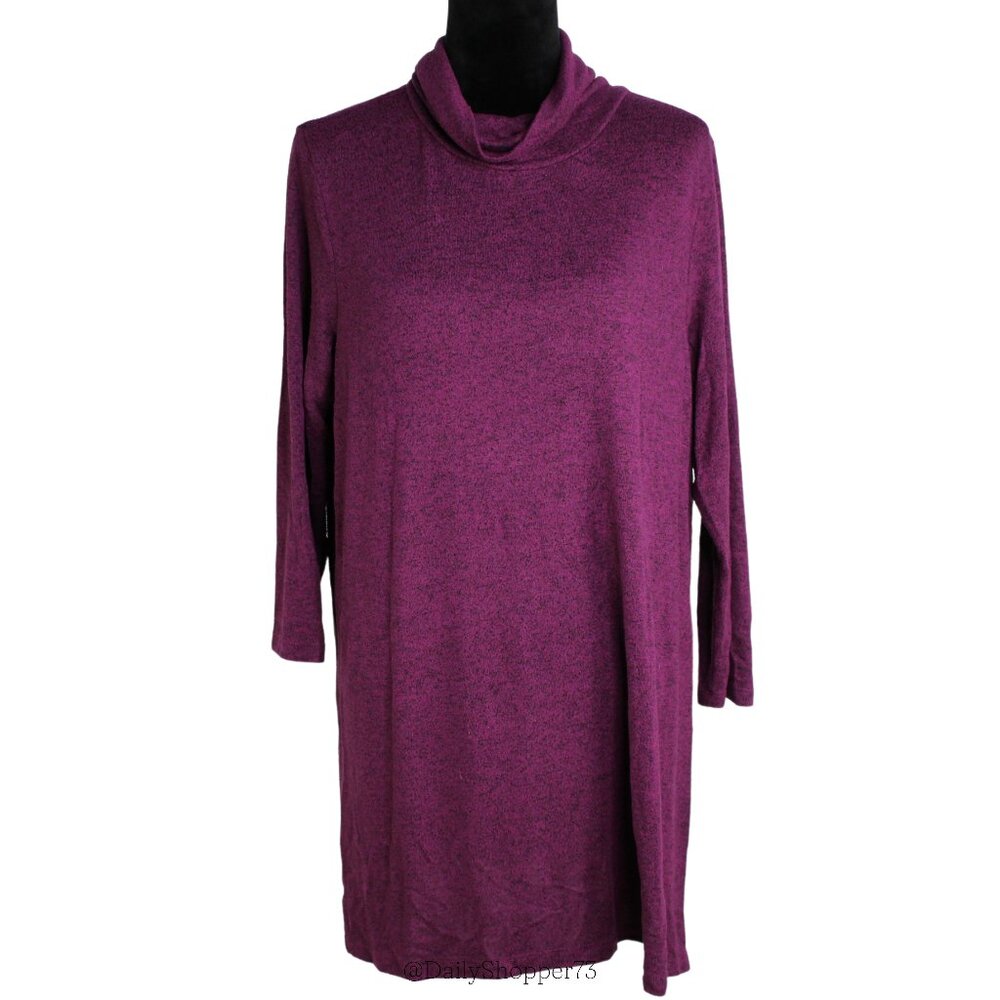Old Navy Women's Heathered Purple Long Sleeve Cowl Tunic